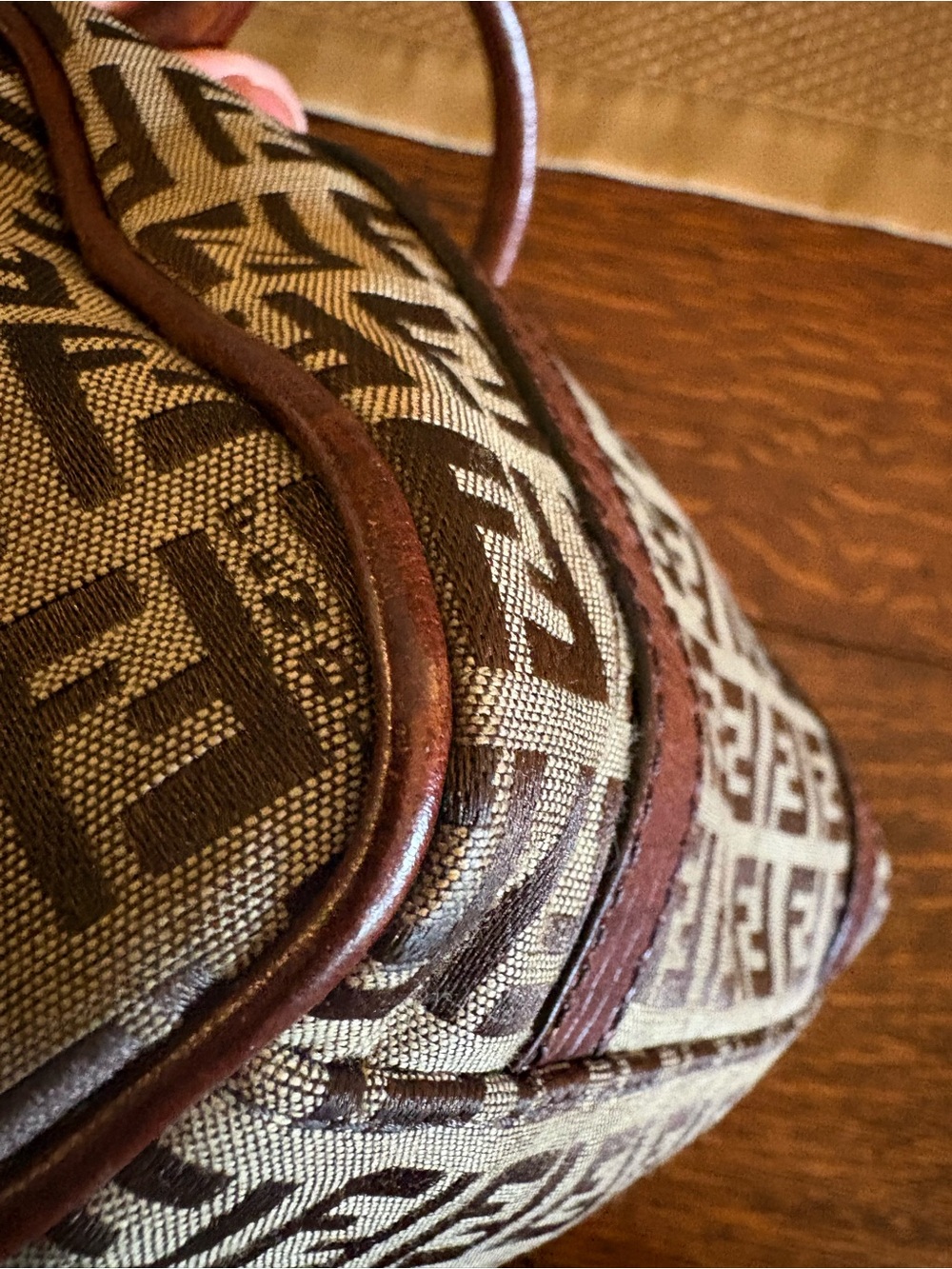 Fendi Small Zucchino Zucca Canvas Forever Bauletto Boston Bag Excellent - Picture 9 of 12